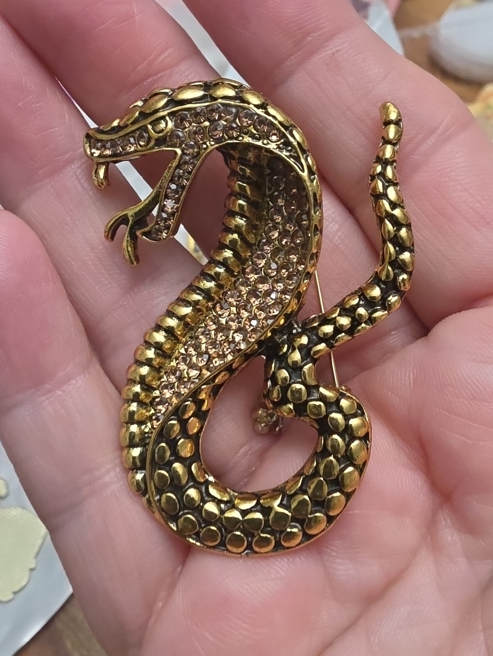 A105- Gold Snake Brooch/ Pendant Combo